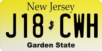 NJ license plate J18CWH