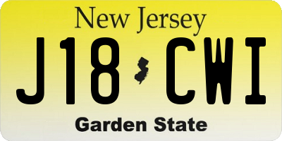NJ license plate J18CWI