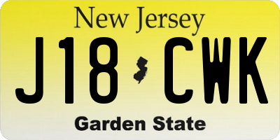 NJ license plate J18CWK