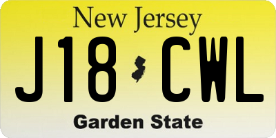 NJ license plate J18CWL