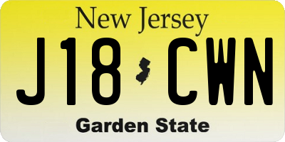 NJ license plate J18CWN