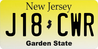 NJ license plate J18CWR
