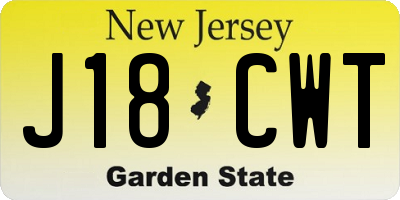 NJ license plate J18CWT