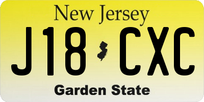 NJ license plate J18CXC
