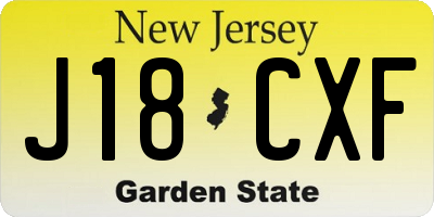 NJ license plate J18CXF