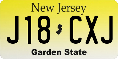 NJ license plate J18CXJ