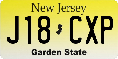 NJ license plate J18CXP