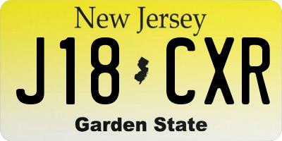 NJ license plate J18CXR
