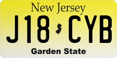 NJ license plate J18CYB