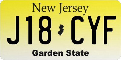 NJ license plate J18CYF