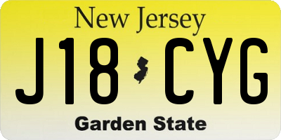 NJ license plate J18CYG