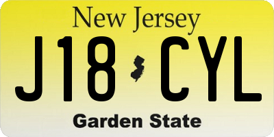 NJ license plate J18CYL