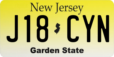 NJ license plate J18CYN