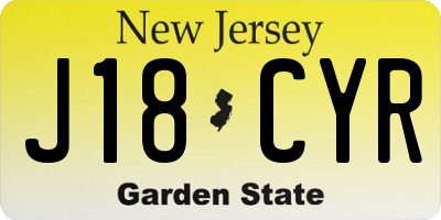 NJ license plate J18CYR