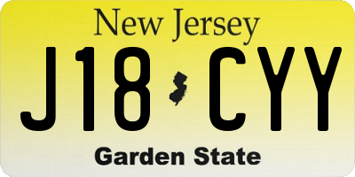 NJ license plate J18CYY