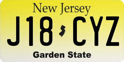 NJ license plate J18CYZ