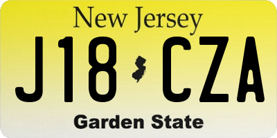 NJ license plate J18CZA