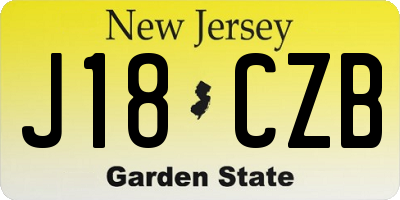 NJ license plate J18CZB
