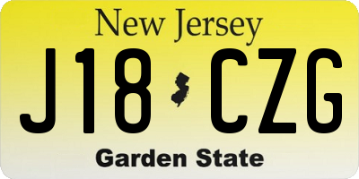 NJ license plate J18CZG