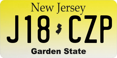 NJ license plate J18CZP