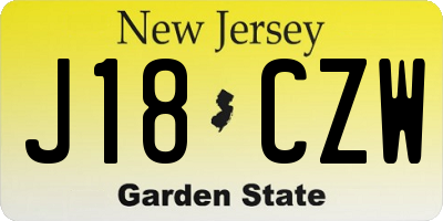 NJ license plate J18CZW