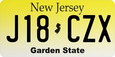 NJ license plate J18CZX