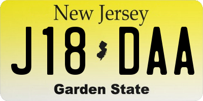 NJ license plate J18DAA