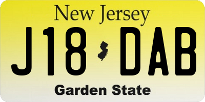 NJ license plate J18DAB