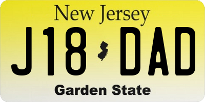 NJ license plate J18DAD