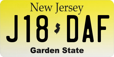 NJ license plate J18DAF