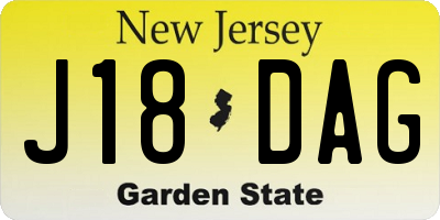 NJ license plate J18DAG