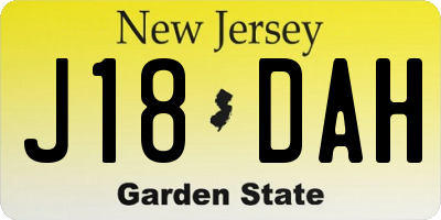 NJ license plate J18DAH