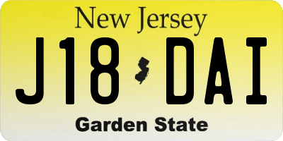 NJ license plate J18DAI