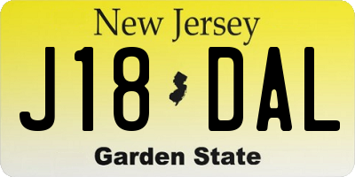 NJ license plate J18DAL