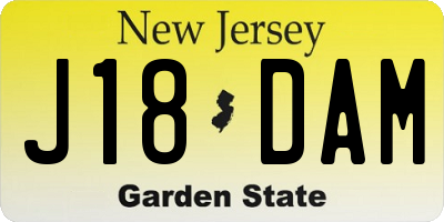 NJ license plate J18DAM