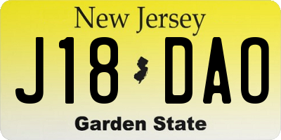 NJ license plate J18DAO