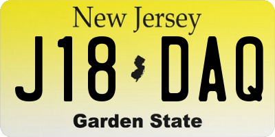 NJ license plate J18DAQ