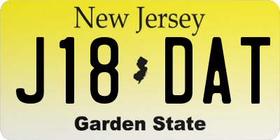 NJ license plate J18DAT