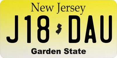 NJ license plate J18DAU