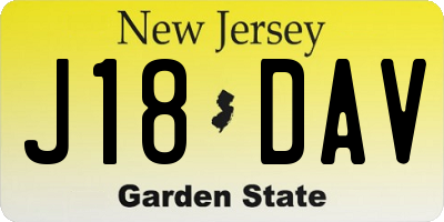 NJ license plate J18DAV