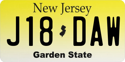 NJ license plate J18DAW