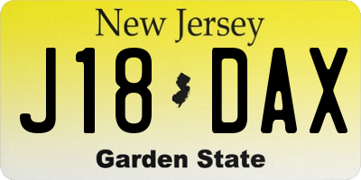 NJ license plate J18DAX