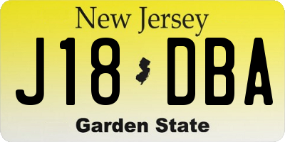 NJ license plate J18DBA