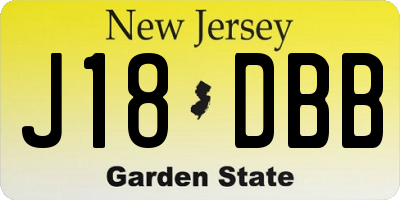 NJ license plate J18DBB
