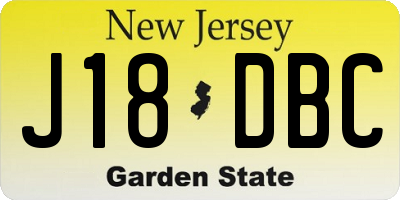 NJ license plate J18DBC
