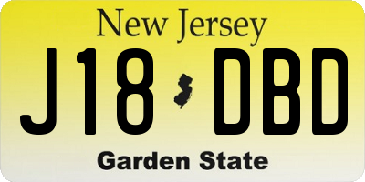 NJ license plate J18DBD