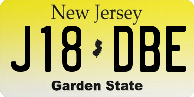 NJ license plate J18DBE