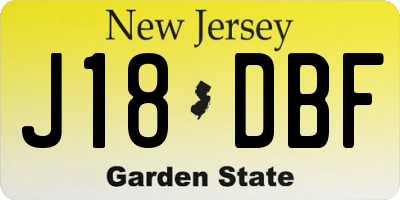 NJ license plate J18DBF