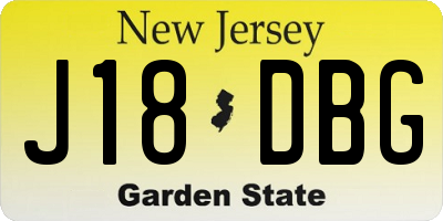 NJ license plate J18DBG