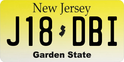 NJ license plate J18DBI
